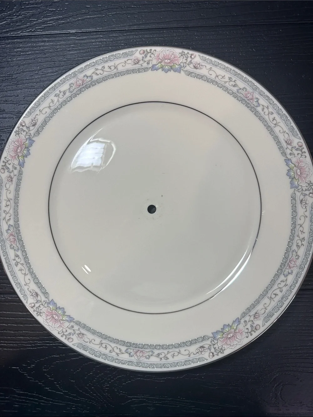 Lenox  Charleston Two Tier Cream and Pink, Silver Rimmed. Floral Serving Stand